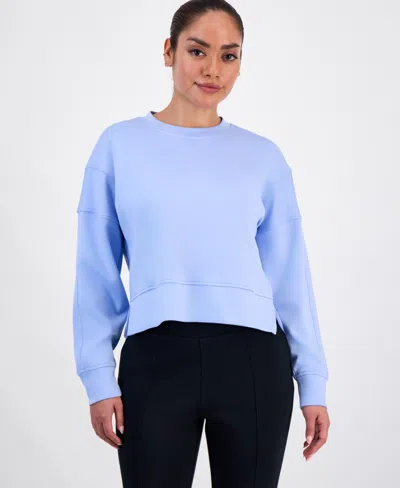 Inc International Concepts Petite Crewneck Long-sleeve Sweatshirt, Macy's Exclusive In Blue