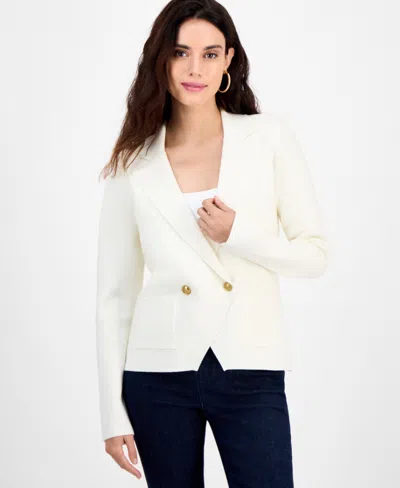 Inc International Concepts Petite Double-breasted Patch Pocket Sweater, Macy's Exclusive In Brown