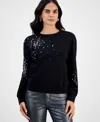 Inc International Concepts Petite Embellished Sweatshirt, Macy's Exclusive In Black