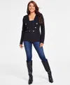 Inc International Concepts Petite Faux-double-breasted Blazer, Created For Macy's In Deep Black