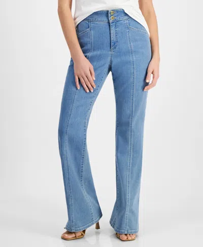 Inc International Concepts Petite Flare-leg Front-seam Jeans, Created For Macy's In Light Indigo