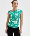 Inc International Concepts Petite Floral Asymmetric Draped Top, Exclusively At Macy's In Ravenah Wi