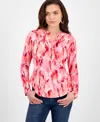 Inc International Concepts Petite Floral Button-placket Top, Exclusively For Macy's In Vera Bouquet