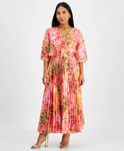 Inc International Concepts Petite Floral-print Pleated Maxi Dress, Created For Macy's In Solara Geo
