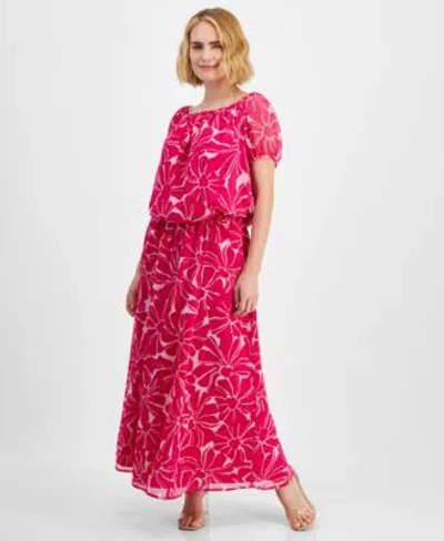 Inc International Concepts Petite Floral Print Top Maxi Skirt Created For Macys In Pink
