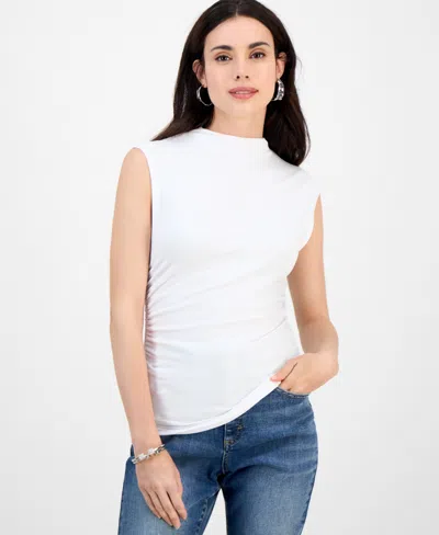 Inc International Concepts Petite High-neck Side-ruched Top, Exclusively At Macy's