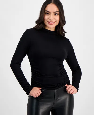 Inc International Concepts Petite High-neck Side-ruched Top, Exclusively At Macy's In Washed White