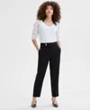 Inc International Concepts Petite High-rise Ankle Pant, Exclusively At Macy's In Deep Black