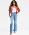 Inc International Concepts Petite High-rise Flare-leg Jeans, Macy's Exclusive In Blue