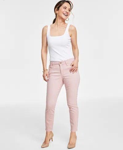 Inc International Concepts Petite High-rise From-fitting Slim Jeans, Created For Macy's In Pale Mauve