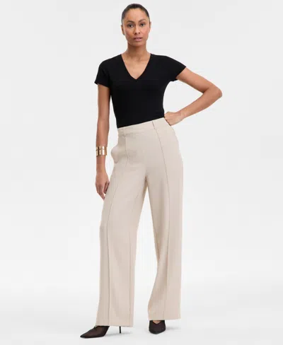 Inc International Concepts Petite High-rise Straight-leg Pants, Exclusively At Macy's In Natural Sand
