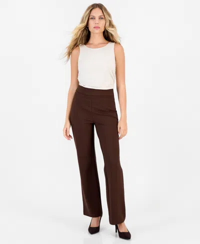 Inc International Concepts Petite High-rise Bootcut Pull-on Pants, Macy's Exclusive In Brown