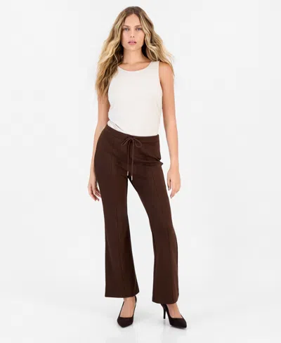 Inc International Concepts Petite High-rise Drawstring Flare Sweatpants, Macy's Exclusive In Dark Roast