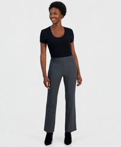 Inc International Concepts Petite Incredible Pull-on Bi-stretch Bootcut Pants, Macy's Exclusive In Dark Heather Grey