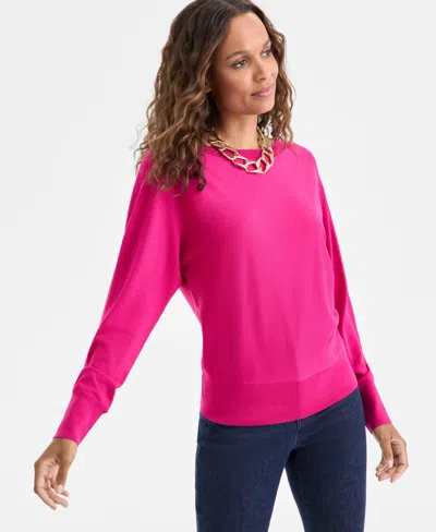 Inc International Concepts Petite Lightweight Boat-neck Pullover, Macy's Exclusive In Pink