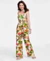 Inc International Concepts Plus Size Tie Front Halter Top Wide Leg Pants Created For Macys In Tropical Garden