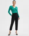 Inc International Concepts Petite Mid-rise Slim Trousers, Exclusively At Macy's In Deep Black