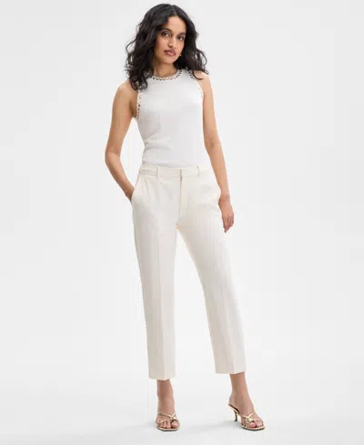 Inc International Concepts Women's Button-trim Wide-leg Pants, Created For Macy's In Vintage Cream