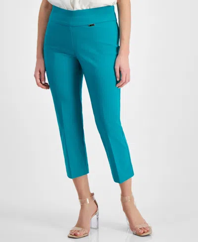 Inc International Concepts Petite Mid-rise Straight-leg Capri Pants, Created For Macy's In Fresco Blue