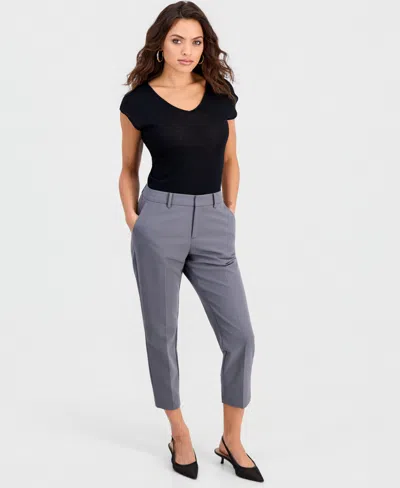 Inc International Concepts Petite Mid-rise Slim Trousers, Exclusively At Macy's In Black