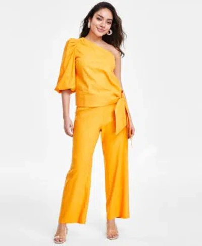 Inc International Concepts Petite One Shoulder Top Wide Leg Pants Created For Macys In Yellow