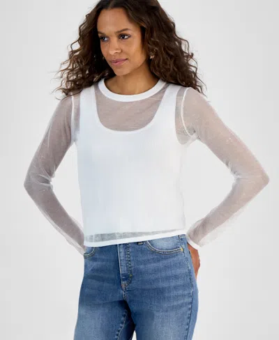 Inc International Concepts Petite Overlay Top, Exclusively At Macy's