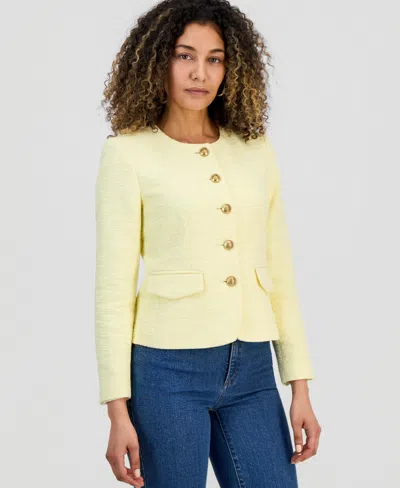 Inc International Concepts Petite Parisian Tweed Jacket, Exclusively At Macy's In Yellow