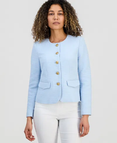 Inc International Concepts Petite Parisian Tweed Jacket, Exclusively At Macy's In Blue