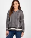 Inc International Concepts Petite Polished Printed Popover Blouse, Exclusively At Macy's In Tyra Stripe
