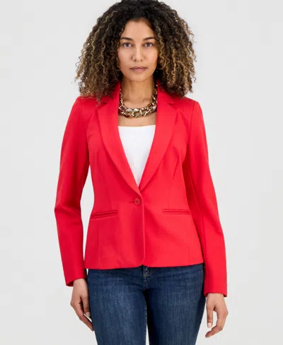 Inc International Concepts Petite Ponte Blazer, Created For Macy's In Red