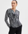 Inc International Concepts Petite Printed Button-front Top, Exclusively At Macy's In Pia Stripe