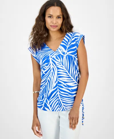 Inc International Concepts Petite Printed Cotton Blouse, Exclusively At Macy's