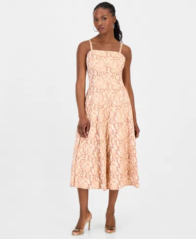 Inc International Concepts Petite Printed Cotton Midi Dress, Macy's Exclusive In Gold