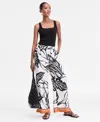 Inc International Concepts Petite Printed High Rise Wide-leg Pants, Exclusively At Macy's In Gray
