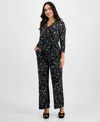 Inc International Concepts Petite Printed Long-sleeve Faux-wrap Jumpsuit, Exclusively At Macy's In Stella Abstract