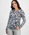 Inc International Concepts Petite Printed Long-sleeve Top, Exclusively At Macy's In Trina Text