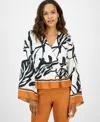 Inc International Concepts Petite Printed Peplum Top In White