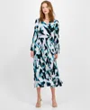 Inc International Concepts Petite Printed Pleated Dress, Macy's Exclusive In Blue