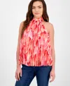 Inc International Concepts Women's Printed Pleated Chiffon Halter Top, Exclusively At Macy's In Vera Bouquet