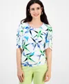 Inc International Concepts Petite Printed Scoop-neck Top, Exclusively At Macy's In Multi