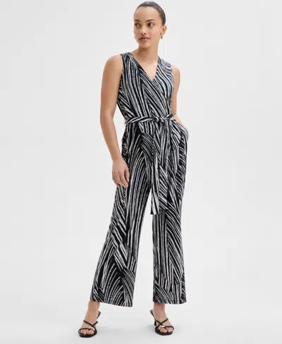 Inc International Concepts Petite Printed Sleeveless Jumpsuit, Exclusively At Macy's In Pia Stripe