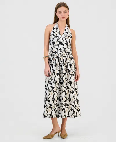 Inc International Concepts Petite Printed Surplice Halter Maxi Dress, Macy's Exclusive In Multi