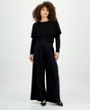 Inc International Concepts Petite Pull-on Flare-slit-hem Pants, Macy's Exclusive In Black