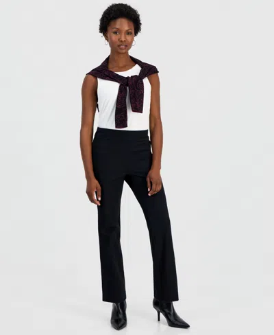 Inc International Concepts Petite Pull-on Bi-stretch Bootcut Pants, Macy's Exclusive In Black