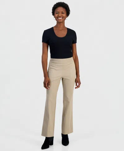 Inc International Concepts Petite Pull-on Bi-stretch Bootcut Pants, Macy's Exclusive In Black