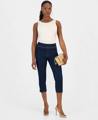 Inc International Concepts Petite Pull-on Capri Jeans, Macy's Exclusive In Blue