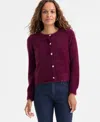 Inc International Concepts Petite Rhinestone-button Cardigan, Macy's Exclusive In Burgundy