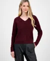 Inc International Concepts Petite Roving Sequin V-neck Sweater, Macy's Exclusive In Burgundy