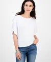 Inc International Concepts Petite Scoop-neck Ruched Top, Exclusively At Macy's