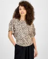 Inc International Concepts Petite Scoop-neck Ruched Top, Exclusively At Macy's